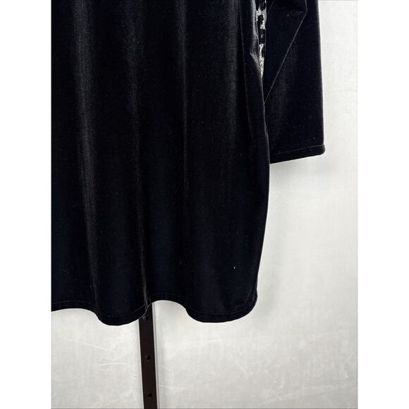 Chico's Travelers Black Velvet Swirl Button Up Blouse Women's L Artsy Sheer - Picture 13 of 13